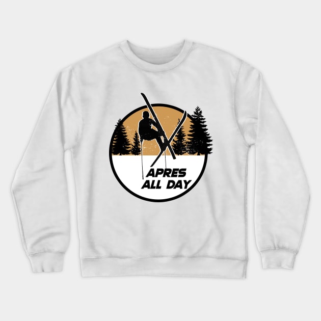 Apres all day skiing ski jump mountains 80's sports Crewneck Sweatshirt by Captain-Jackson